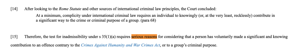 standards for Section 35 allegations